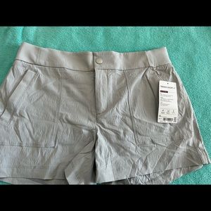 Athleta grey Trekkie 4” shorts, New with tag size 10.